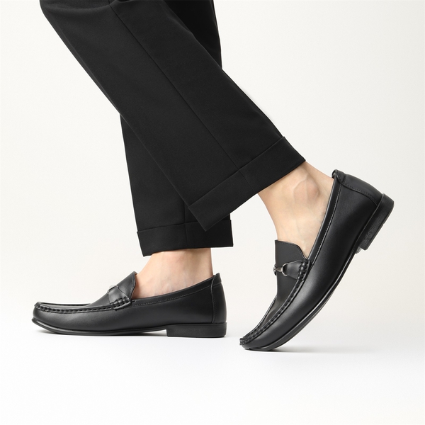 Men's Classic Metallic Horsebit Loafers - BLACK - 6